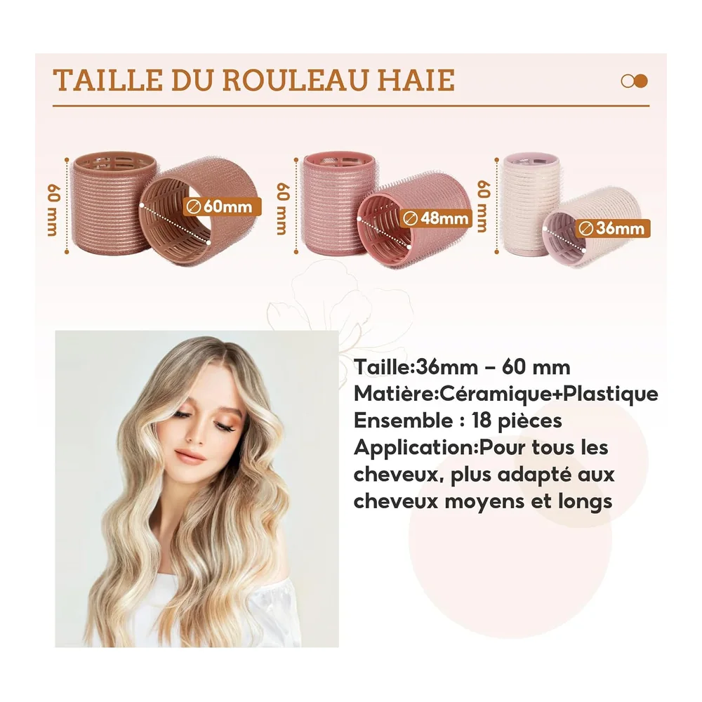 18 bigoudis chauffants céramiques pour cheveux, vue 2 Xnicx