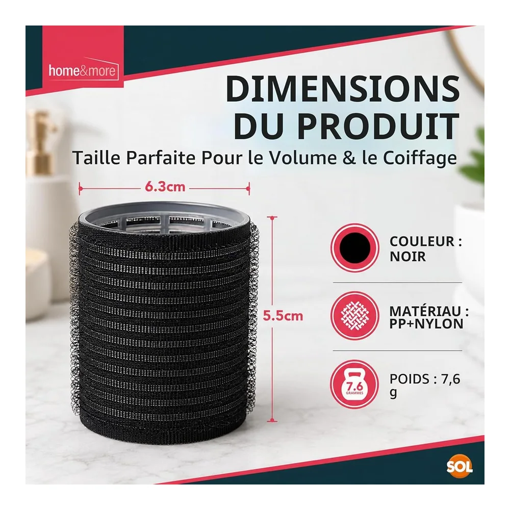 4 rouleaux velcro noirs pour volume, vue 2 Sol