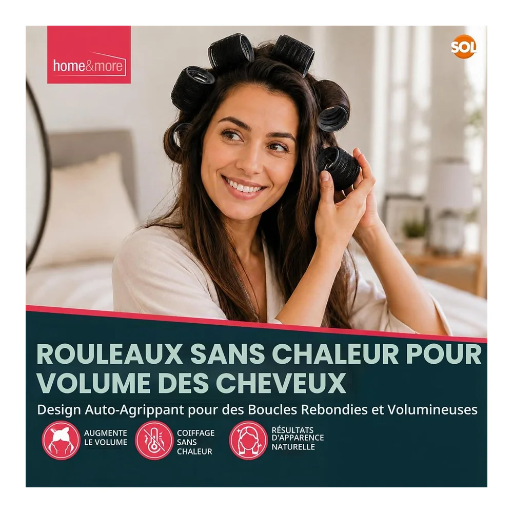4 rouleaux velcro noirs pour volume, vue 3 Sol