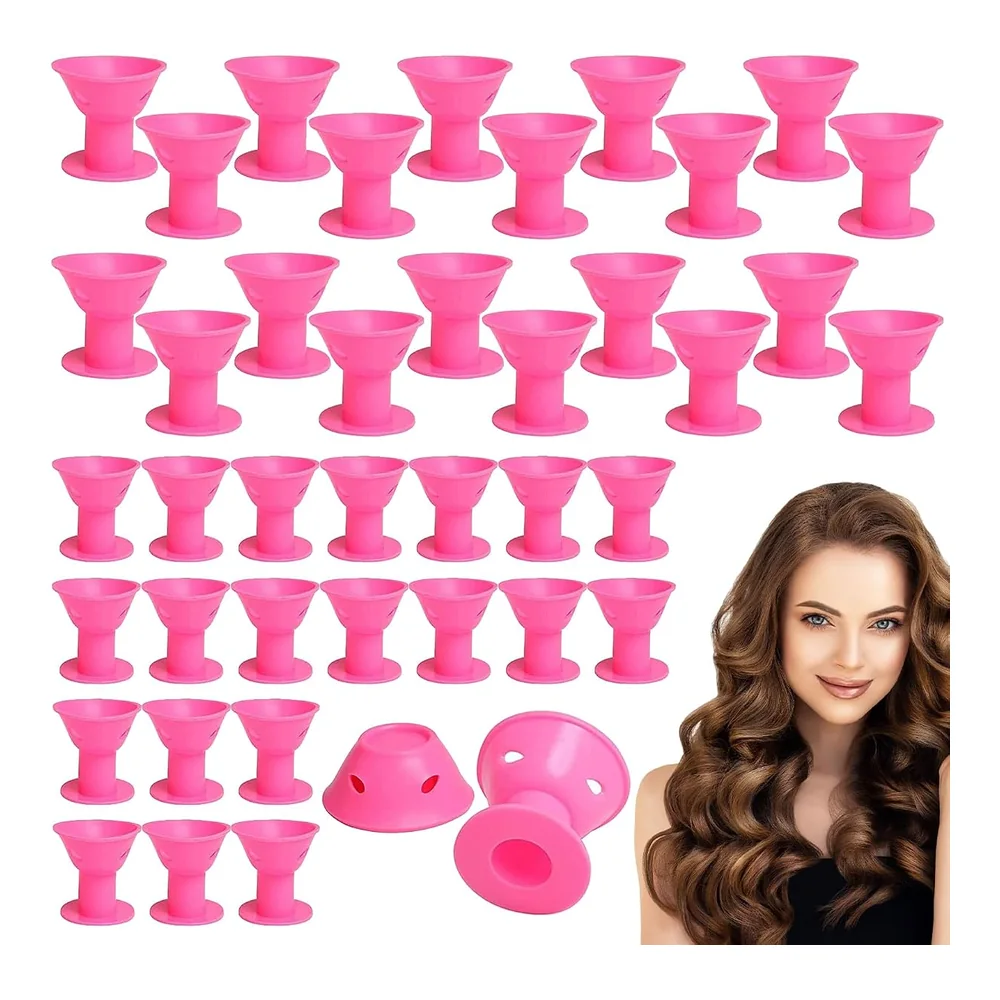 40 pièces bigoudis magiques sans chaleur en silicone, packshot Lomdung