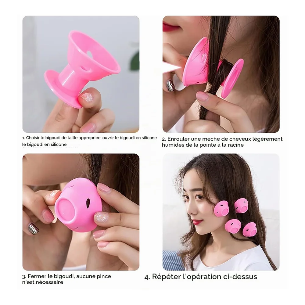 40 pièces bigoudis magiques sans chaleur en silicone, vue 4 Lomdung