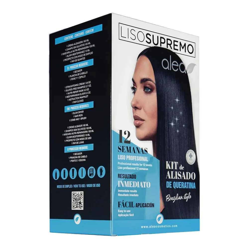Alea Supreme kit lissage crème 160 ml + shampooing 100 ml + masque 100 ml + élixir 15 ml, packshot Alea