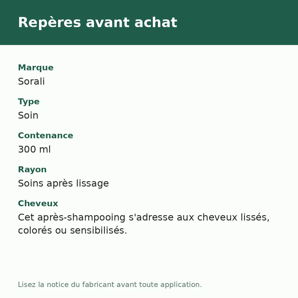 Sorali Daily Therapy Amino après-shampooing 300 ml, repères avant achat (visuel composé)
