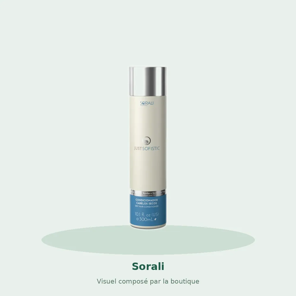 Après-shampooing Just Sofistic cheveux secs Sorali, visuel composé par la boutique
