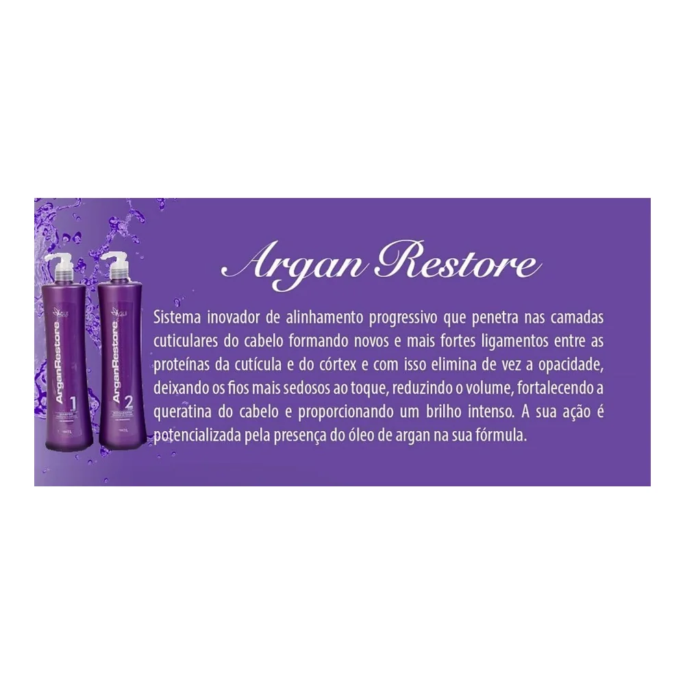 Argan Restore Progressive Brush Brazilian Hair Keratin Straightening System 2L, vue 2 Argan Restore
