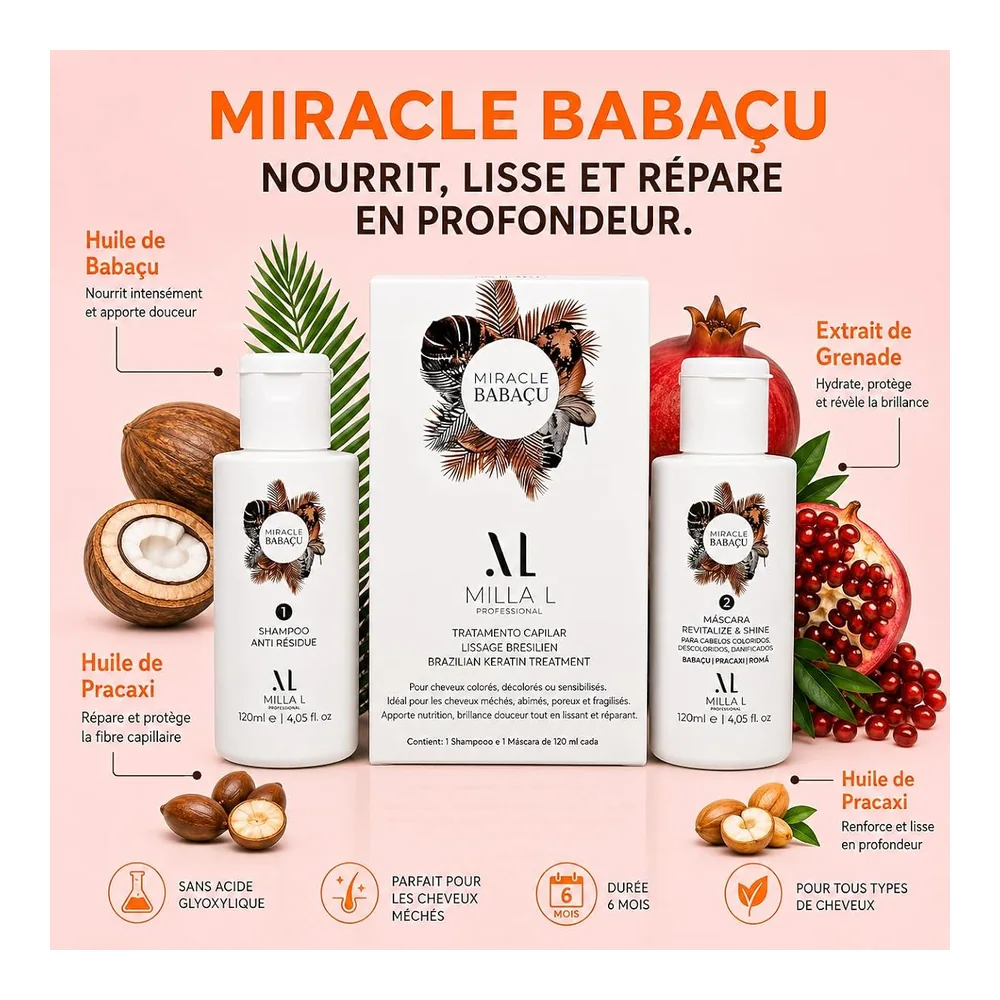Botox lissant 2 en 1 Miracle Babaçu kératine et huiles d'Amazonie, vue 4 Miracle Babaçu