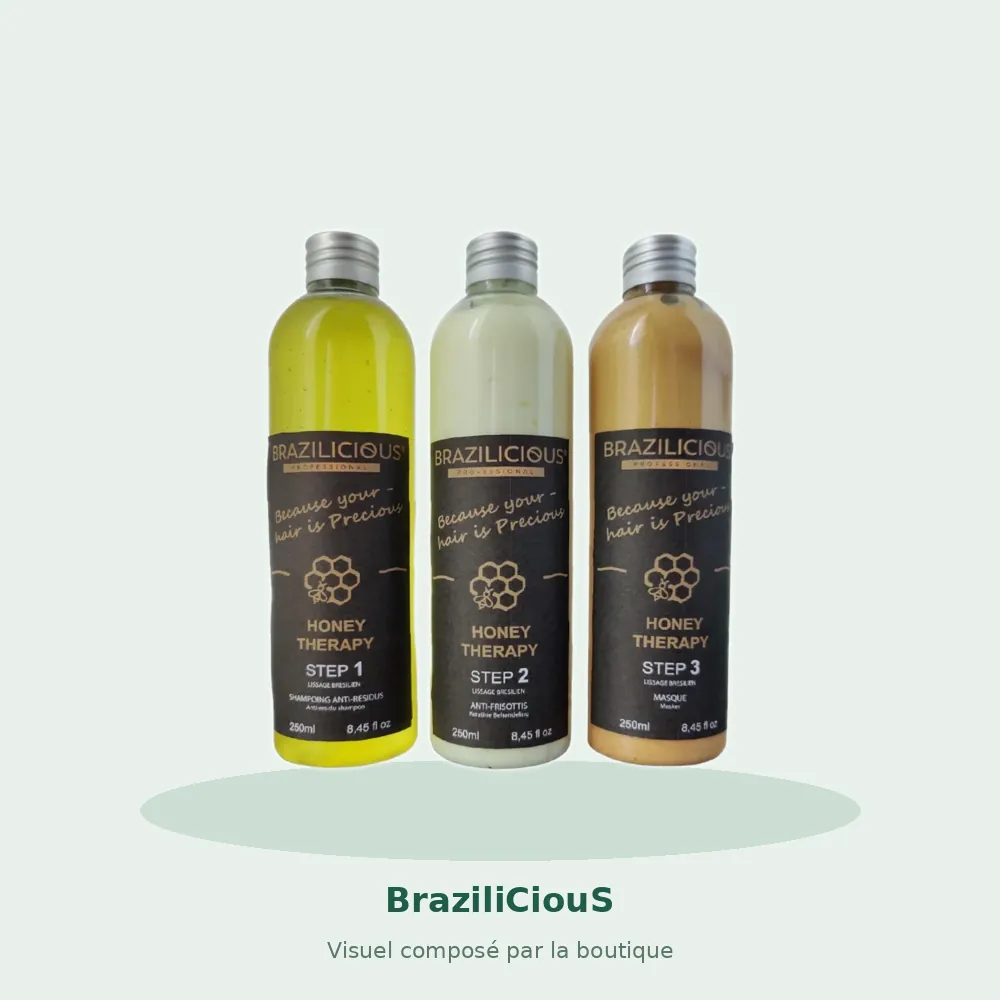 BraziliCiouS Honey Therapy lissage kératine, visuel composé par la boutique