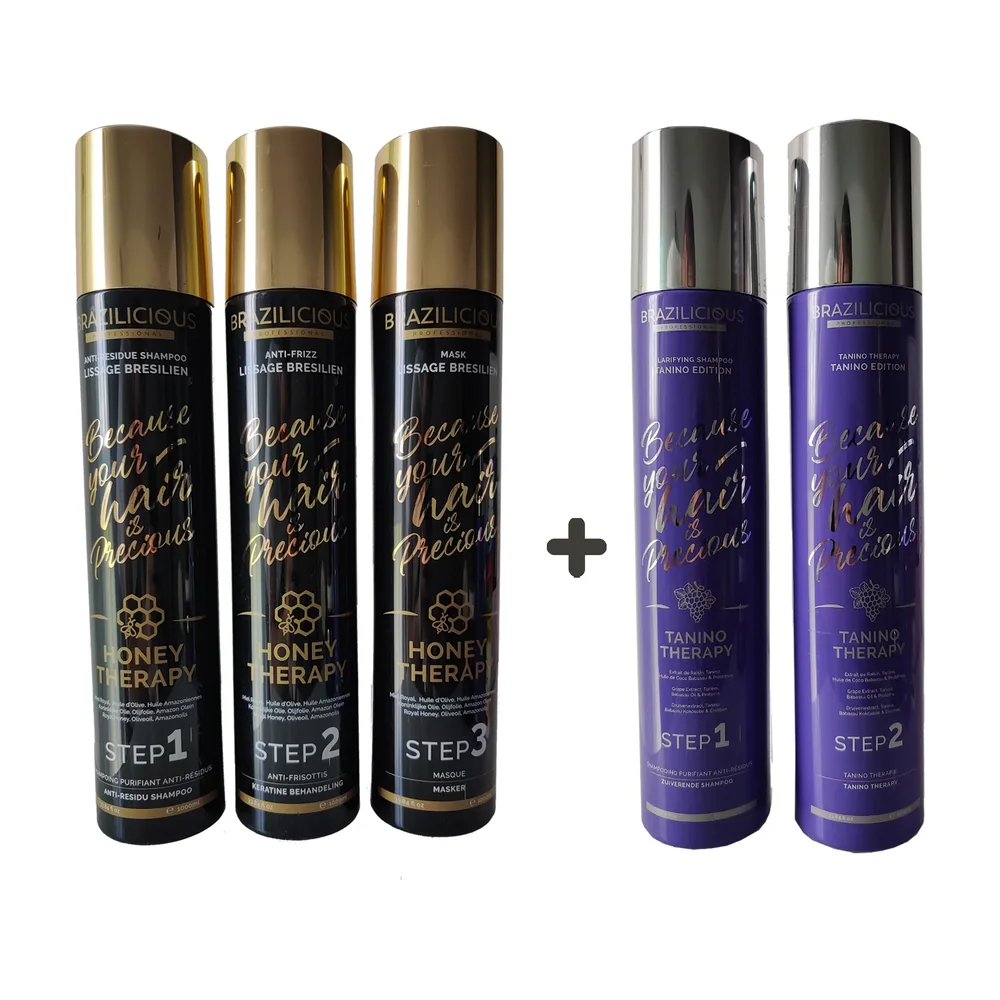 BraziliCiouS pack Honey Therapy et Tanino Therapy 5 x 1 L, packshot BraziliCiouS