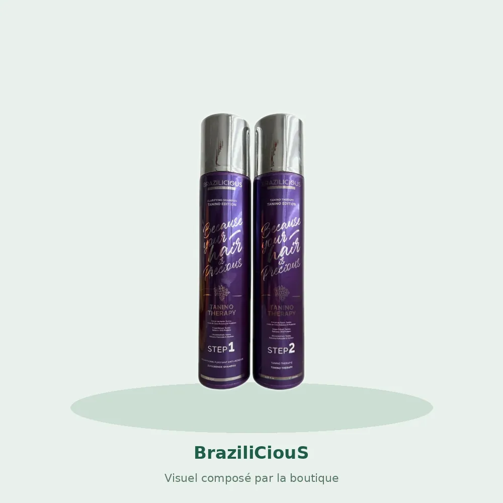 BraziliCiouS Taninotherapy lissage au tanin 2 x 1 L, visuel composé par la boutique