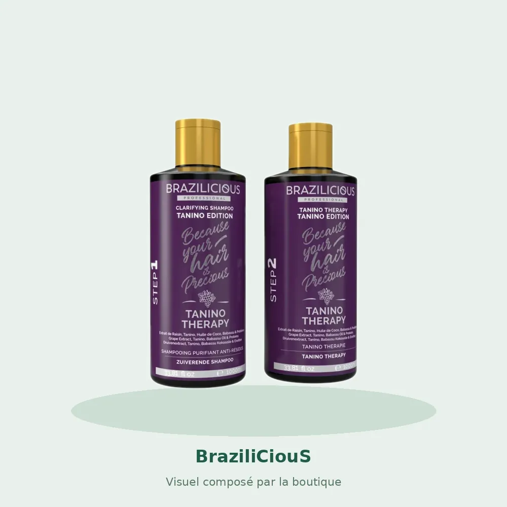 BraziliCiouS Taninotherapy lissage au tanin 2 x 100 ml, visuel composé par la boutique