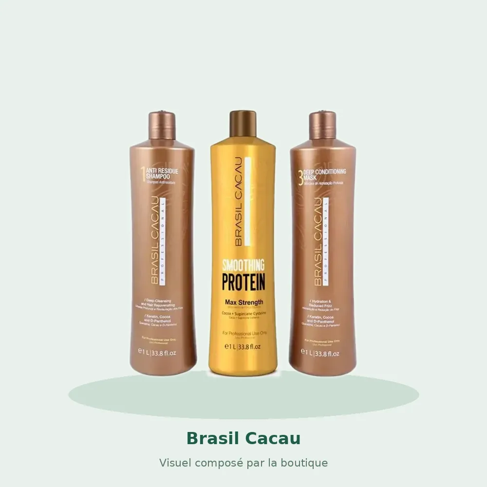 Cadiveu Brasil Cacau traitement protéiné kit 3 x 1000 ml, visuel composé par la boutique