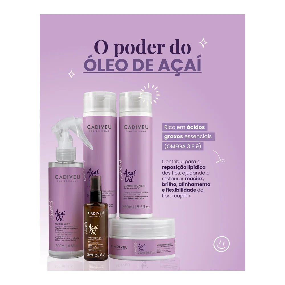 Cadiveu Essentials Açaí Oil leave-in fluide 200 ml, vue 3 Cadiveu