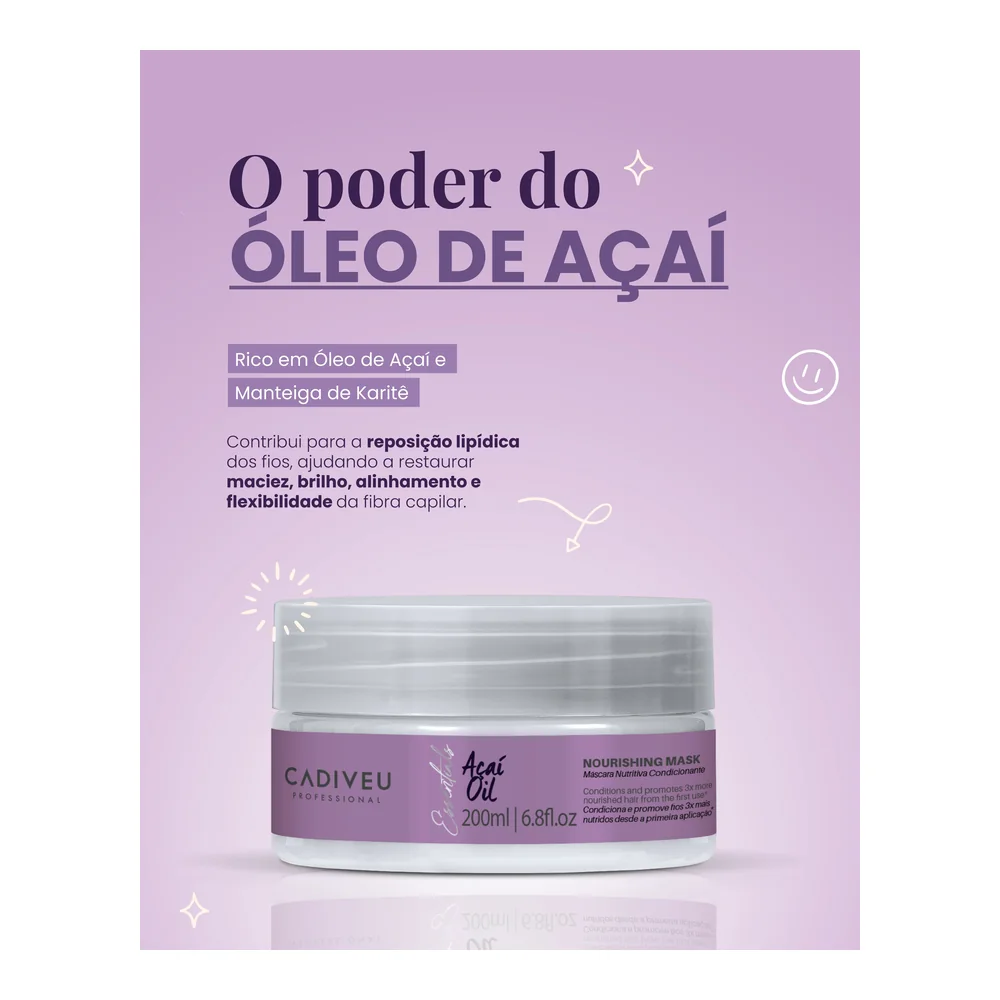 Cadiveu Essentials Açaí Oil masque 200 ml, vue 3 Cadiveu