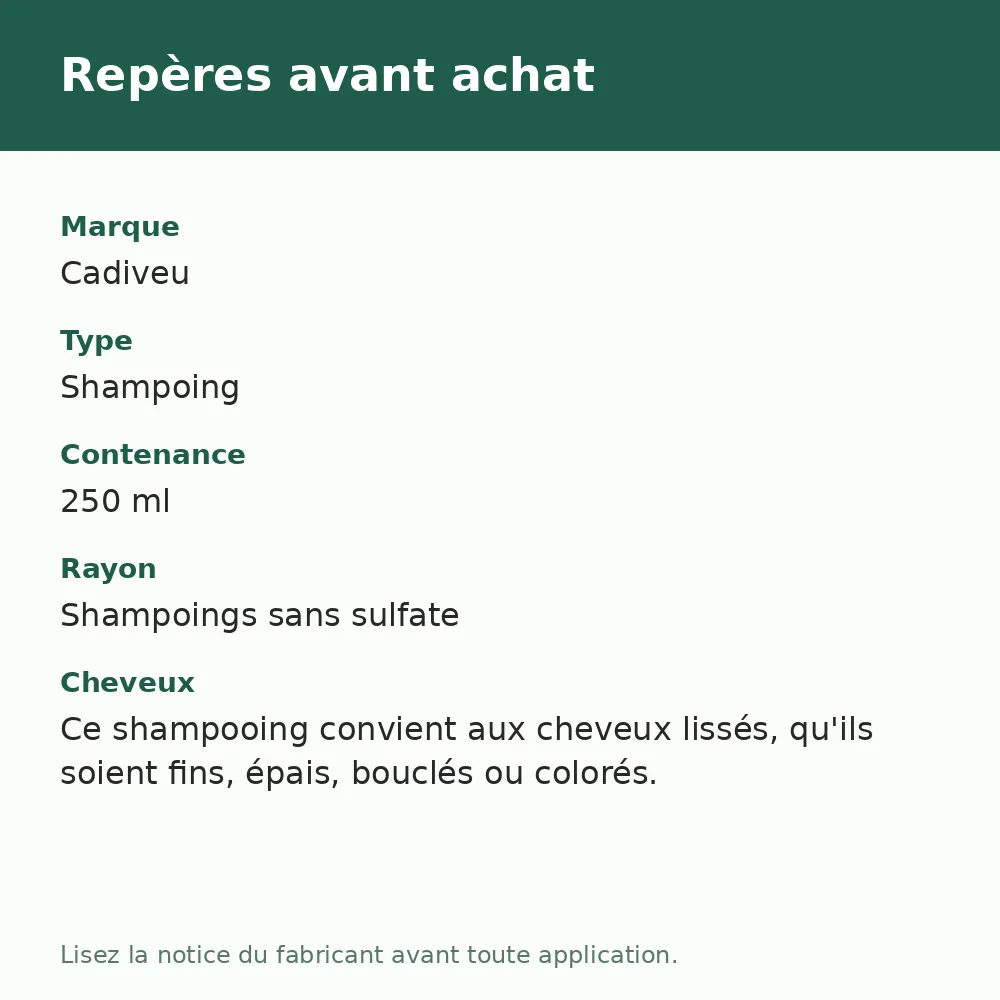 Cadiveu Essentials Liso Mágico shampooing 250 ml, repères avant achat (visuel composé)