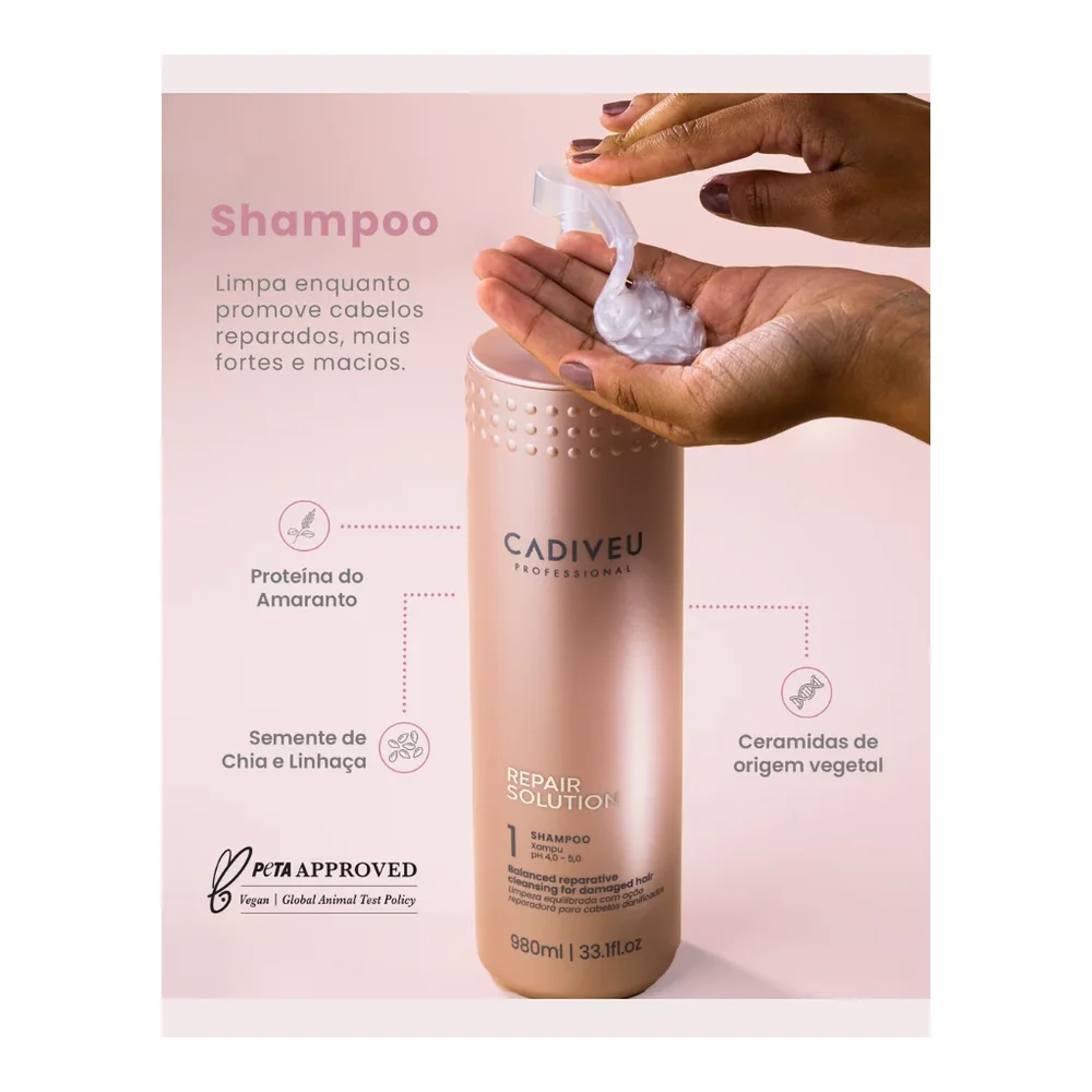 Cadiveu Repair Solution shampooing réparateur 980 ml, vue 2 Cadiveu