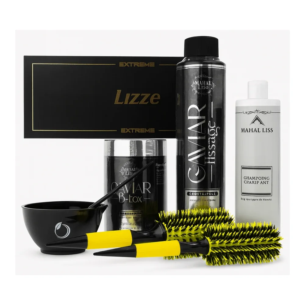Coffret salon lissage indien caviar et nigelle Mahal Liss avec BTX et fer Lizze, packshot Mahal Liss