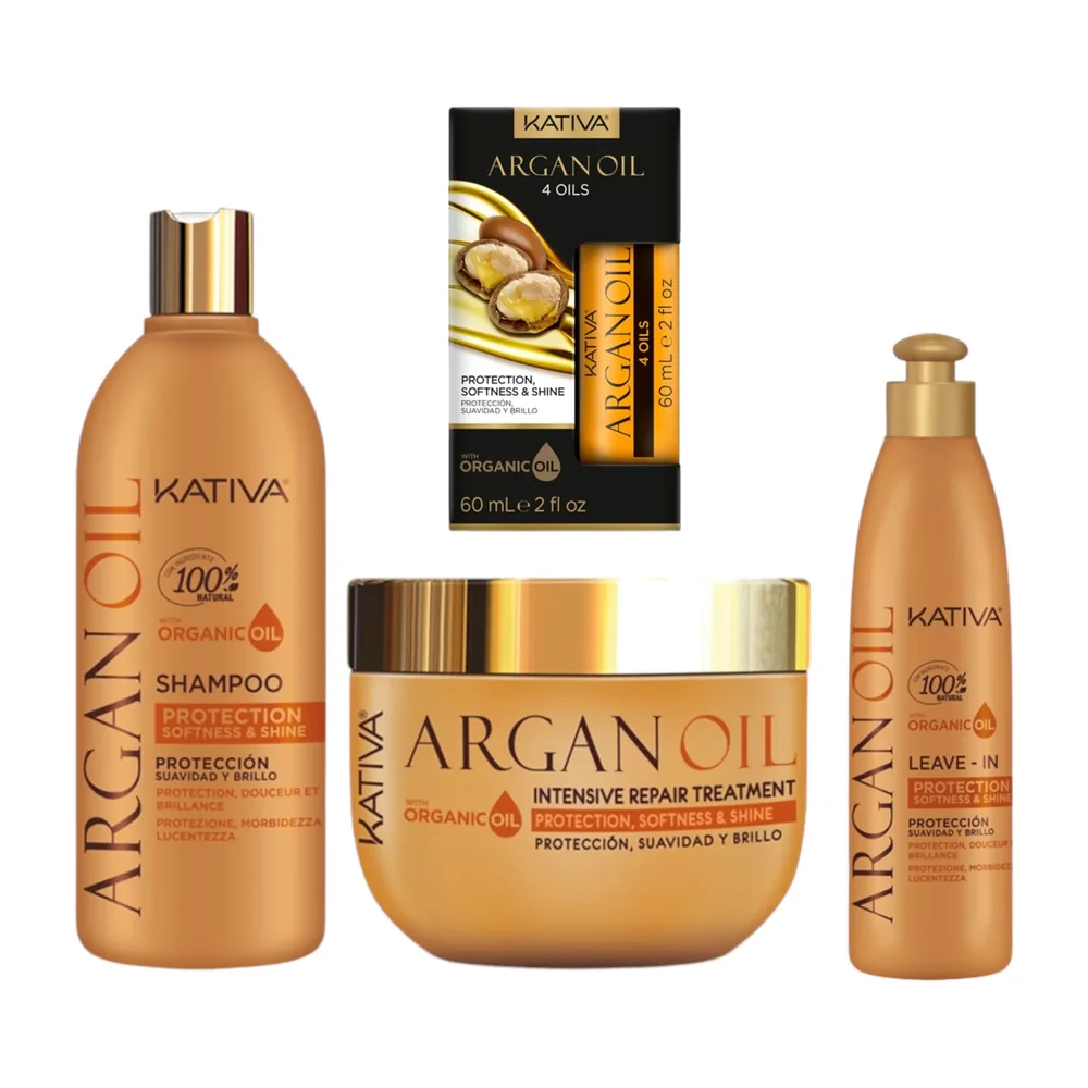 Coffret soin cheveux kératine argan sans sulfate Kativa, packshot Kativa