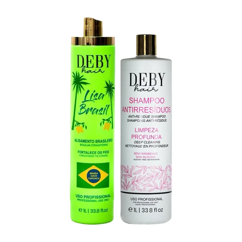 Deby Hair shampooing clarifiant 1 L + lissage brésilien Lisa Brasil 1 L, packshot Deby Hair