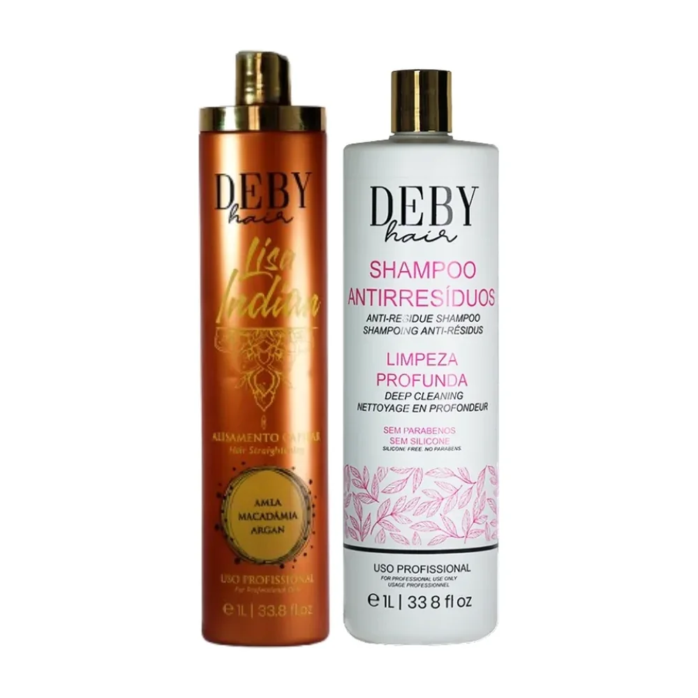 Deby Hair shampooing clarifiant 1 L + lissage indien Lisa Indian 1 L, packshot Deby Hair