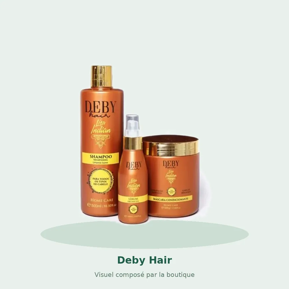 Deby Hair trio de soins capillaires sans sulfate, visuel composé par la boutique