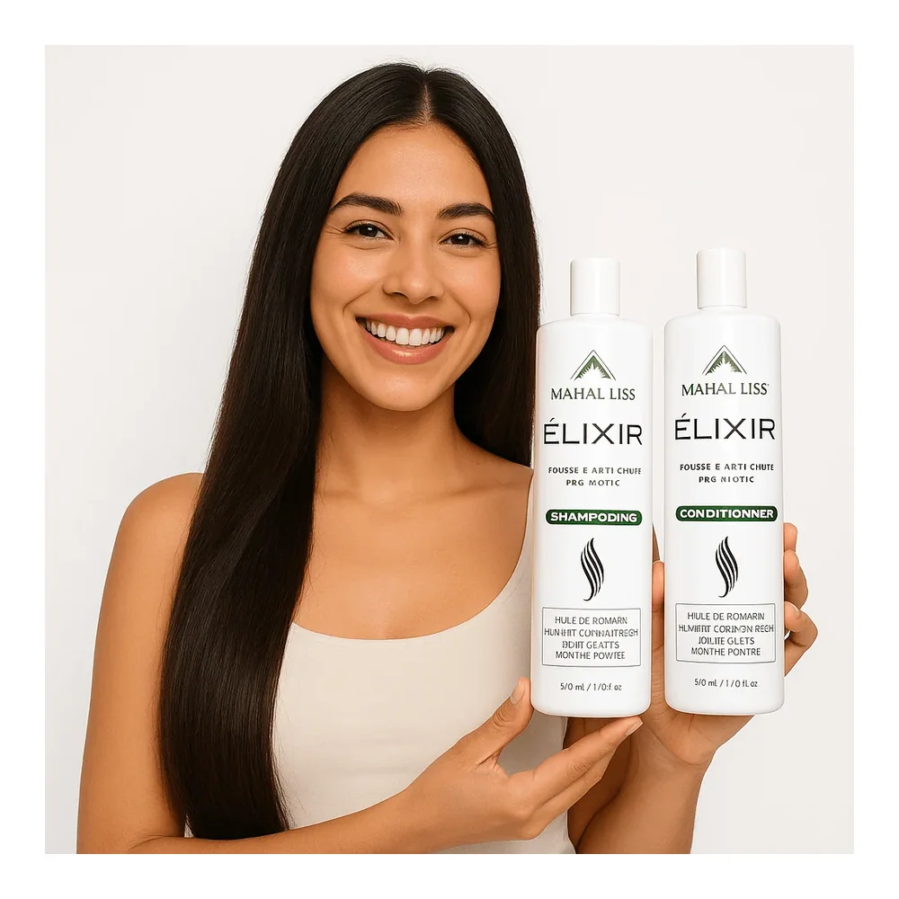 Duo Mahal Liss Elixir pousse et anti-chute romarin ricin chanvre menthe, vue 2 Mahal Liss