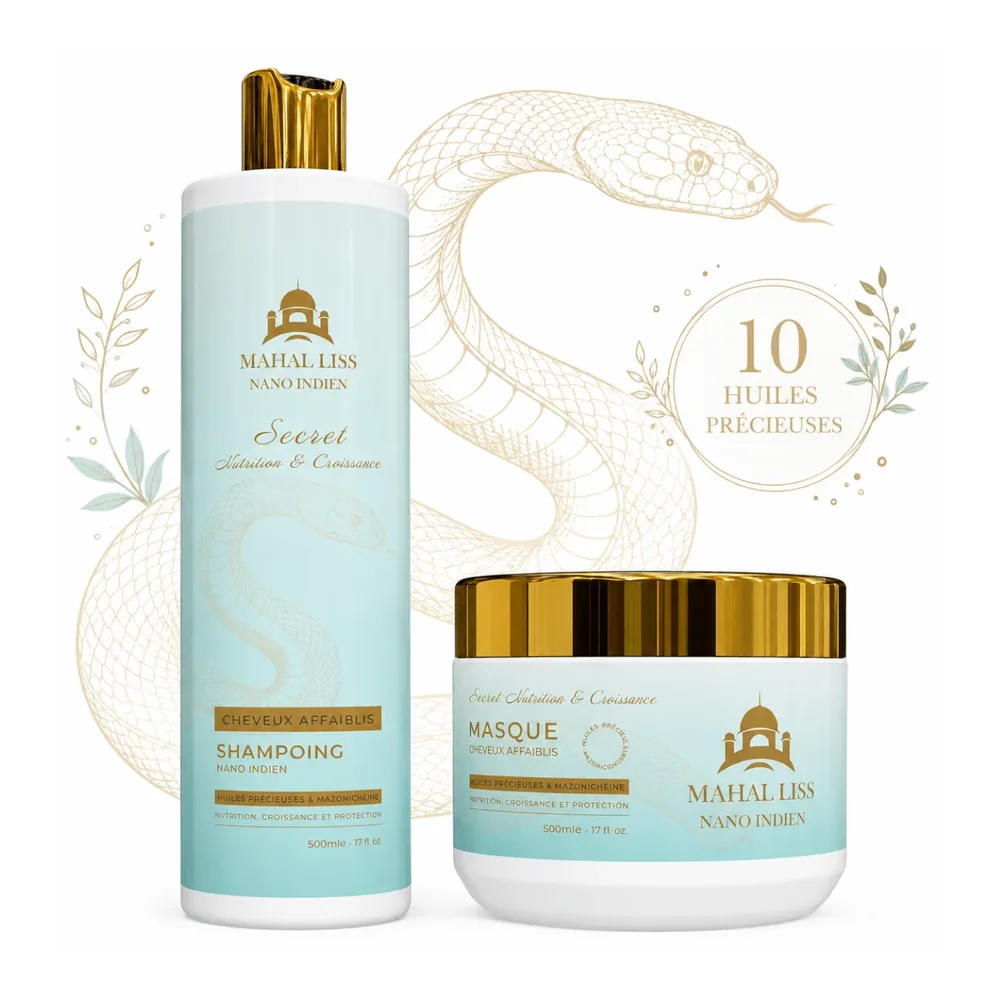 Duo shampooing et masque Mahal Liss huile de serpent 10 en 1, packshot Mahal Liss