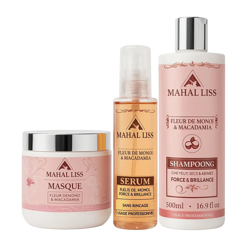 Entretien lissage Nano Indien huile de macadamia et fleur de monoï sans sulfate, packshot Mahal Liss