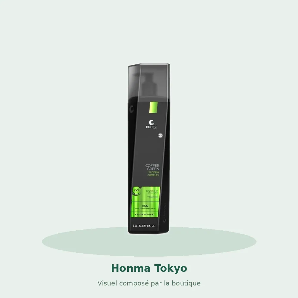 Honma Tokyo Coffee Green lissage brésilien pigments bleus, visuel composé par la boutique