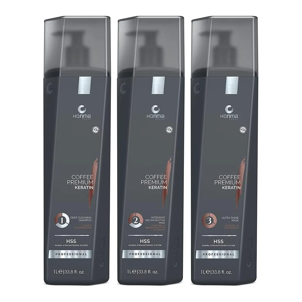 Kit de lissage brésilien Coffee Premium All Liss 3 étapes Honma Tokyo, packshot Honma Tokyo