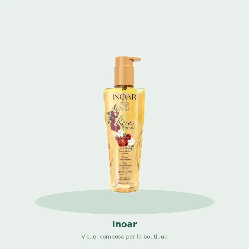 Huile de réparation Inoar Rosas Imperiais, visuel composé par la boutique