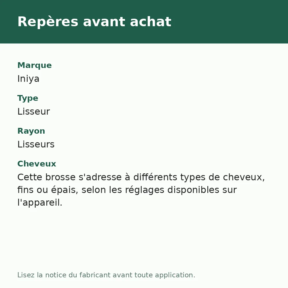 Iniya brosse 3 en 1 Curl Brush, repères avant achat (visuel composé)