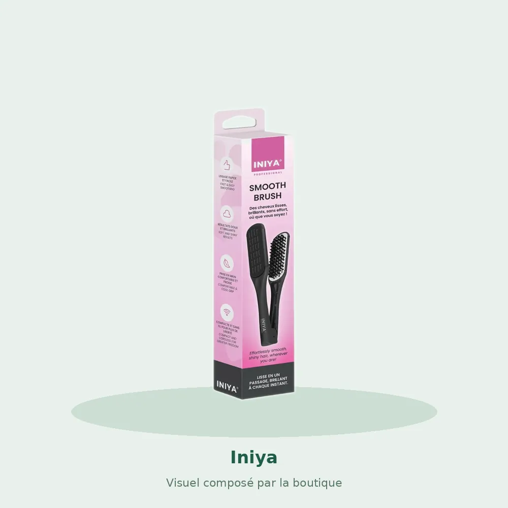 Iniya Brosse lissante double face anti-frisottis, visuel composé par la boutique