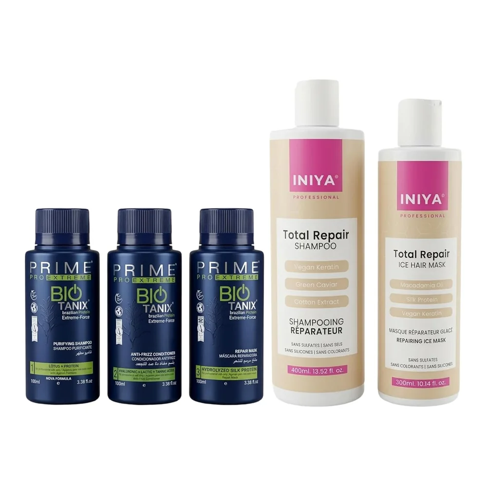 Iniya Prime Pro Extreme Bio Tanix kit taninoplastie 3 x 100 ml, packshot Iniya