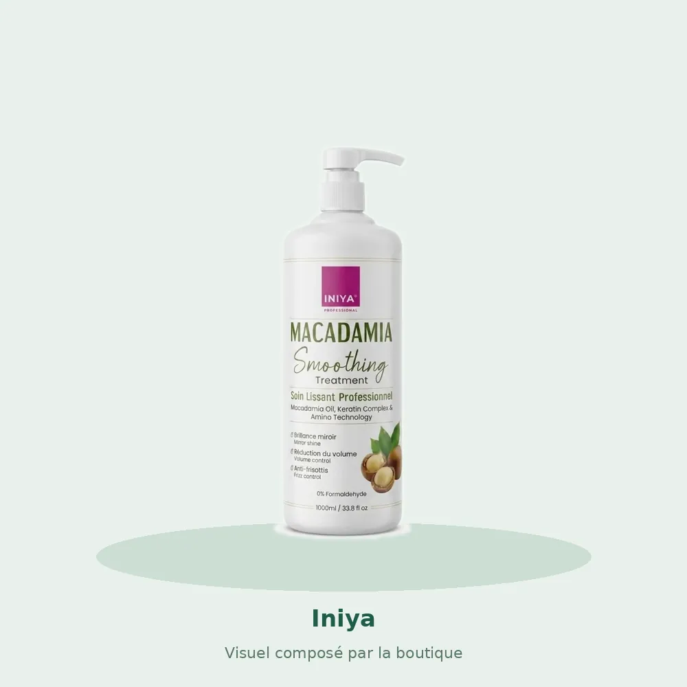 Iniya Professional Macadamia Smooth lissage brésilien, visuel composé par la boutique