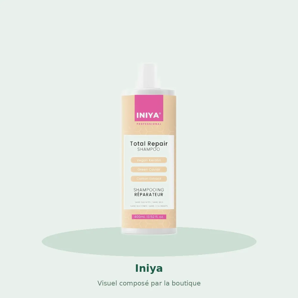 Iniya Professional shampooing réparateur sans sulfate 400 ml, visuel composé par la boutique