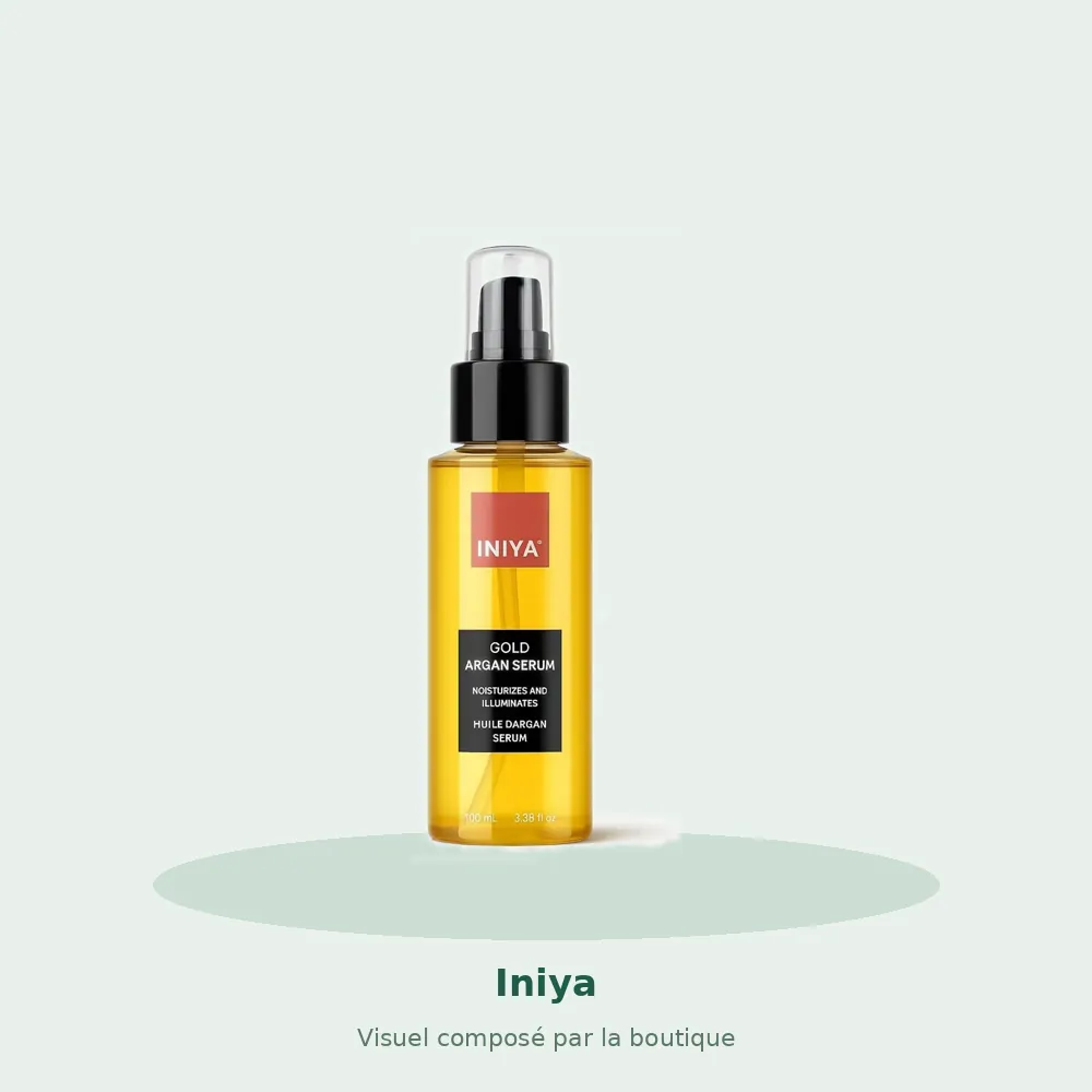 Iniya Sérum huile d'argan 100 ml, visuel composé par la boutique