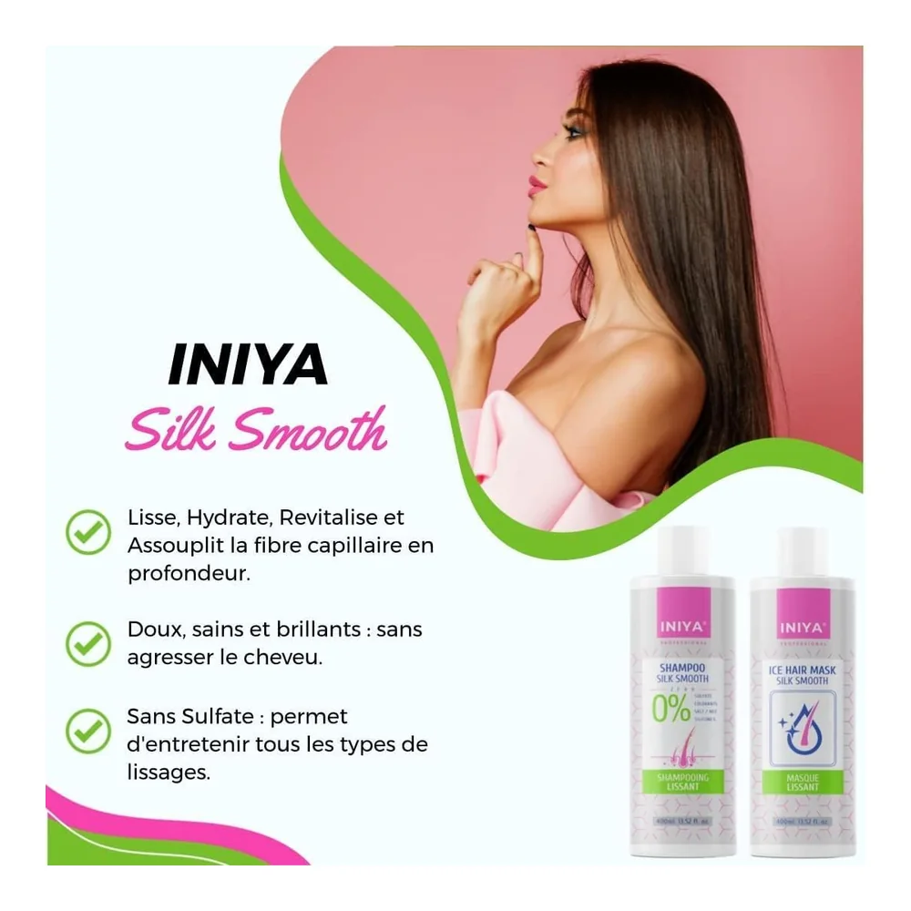 Iniya Silk Smooth Shampooing lissant sans sulfate 400 ml, vue 2 Iniya