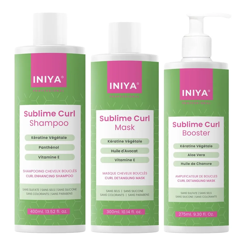 Iniya Sublime Curl kit boucles shampooing et soin, packshot Iniya