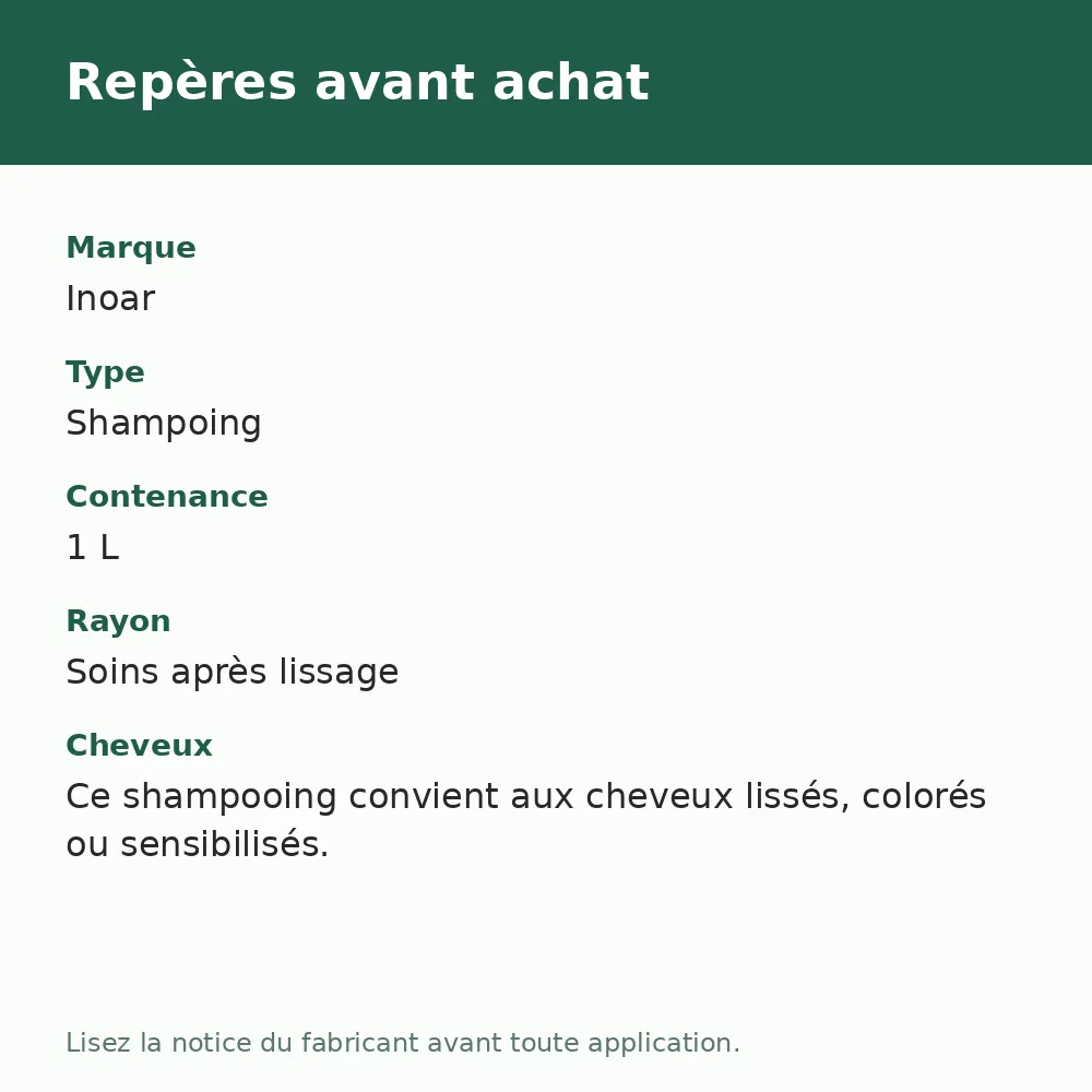 Inoar Korea Repair shampooing 1 L, repères avant achat (visuel composé)