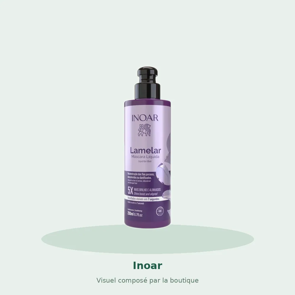 Inoar Lamelar masque liquide 200 ml, visuel composé par la boutique