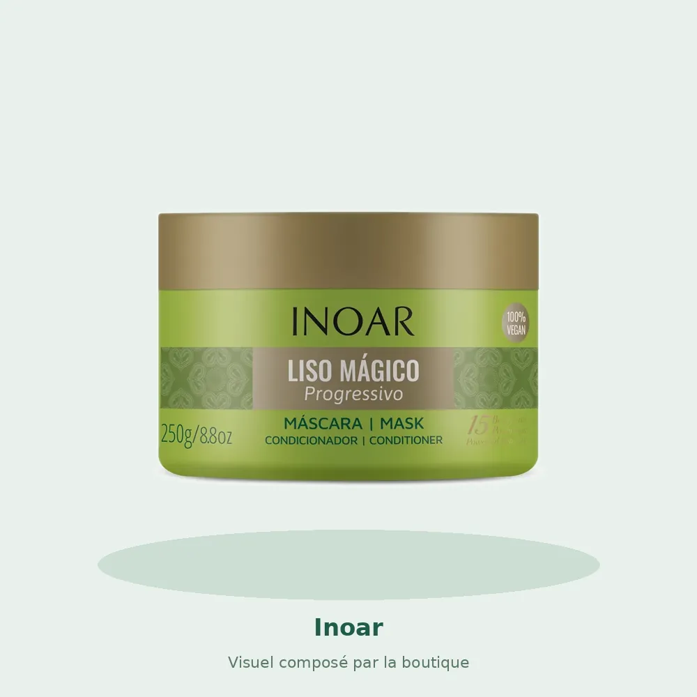 Inoar Liso Mágico masque lissage progressif 250 g, visuel composé par la boutique