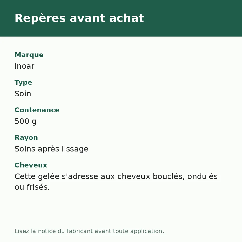 Inoar Meu Cacho Meu Crush Teen Duomix gelée modelante 500 g, repères avant achat (visuel composé)