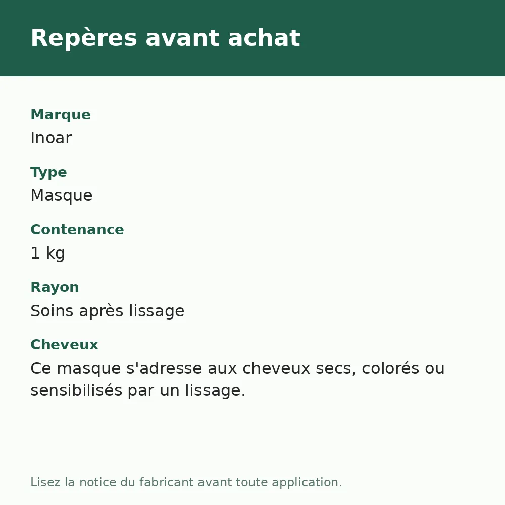 Inoar Poder das Vitaminas Coco crème 4x1 1 kg, repères avant achat (visuel composé)