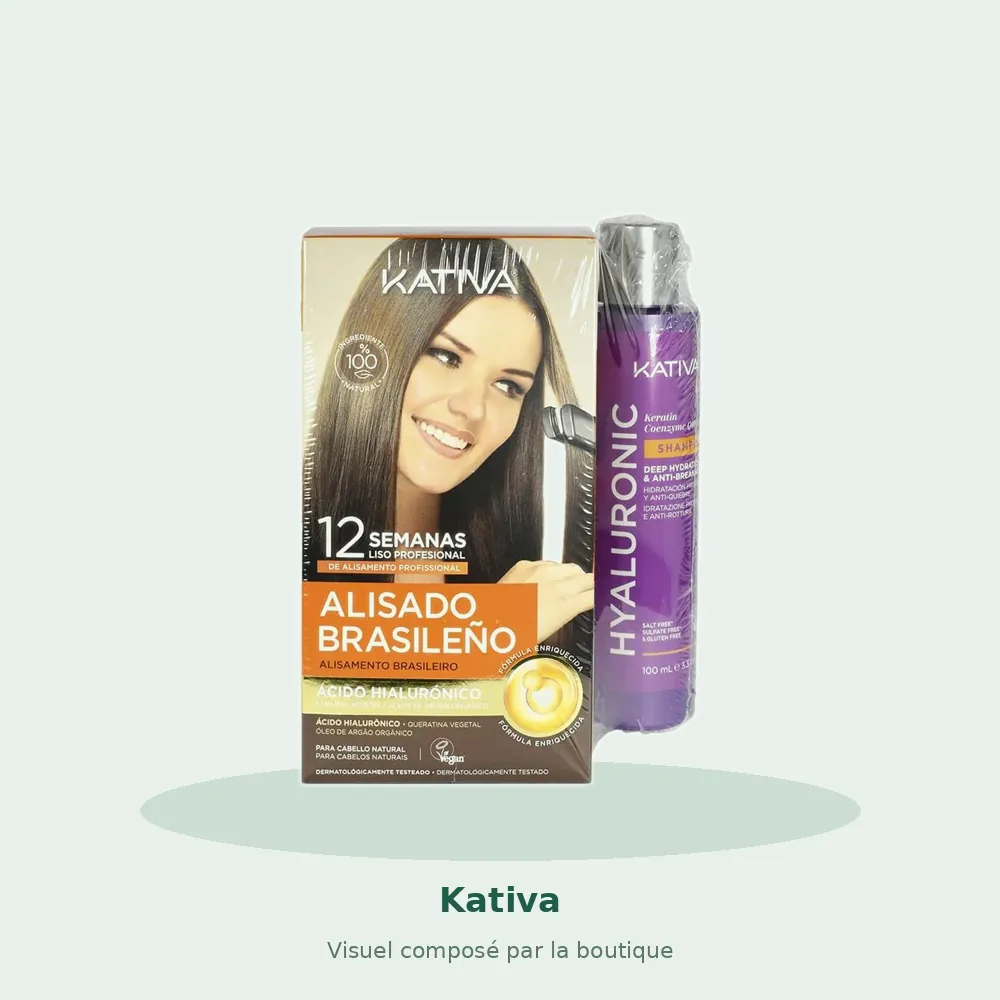 Kativa Alisado Brasileño Hyalurónico kit 7 pièces, visuel composé par la boutique
