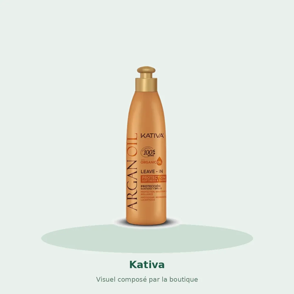 Kativa huile d'argan crème leaving sans rinçage, visuel composé par la boutique