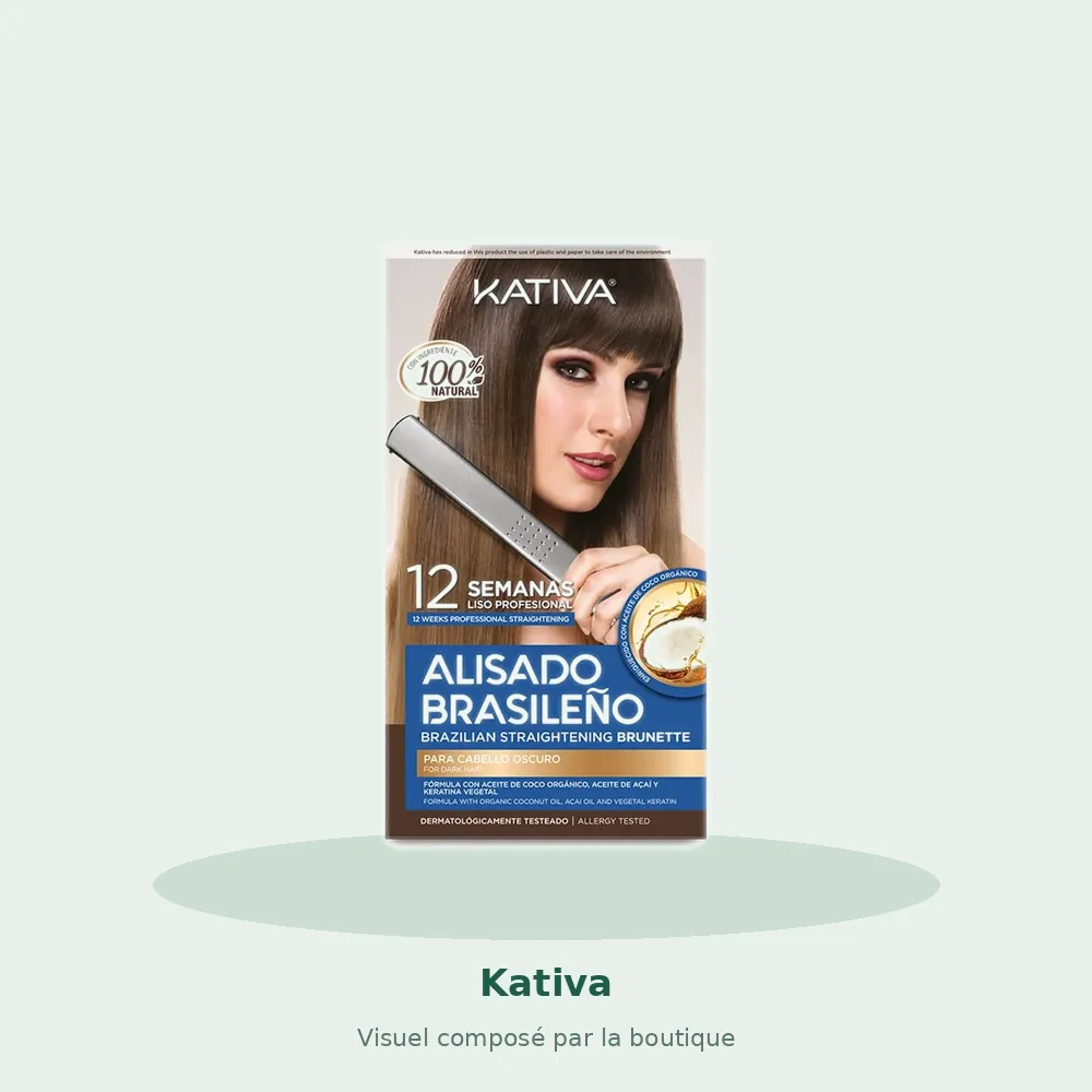 Kativa kit de lissage brésilien brunette 100% naturel, visuel composé par la boutique