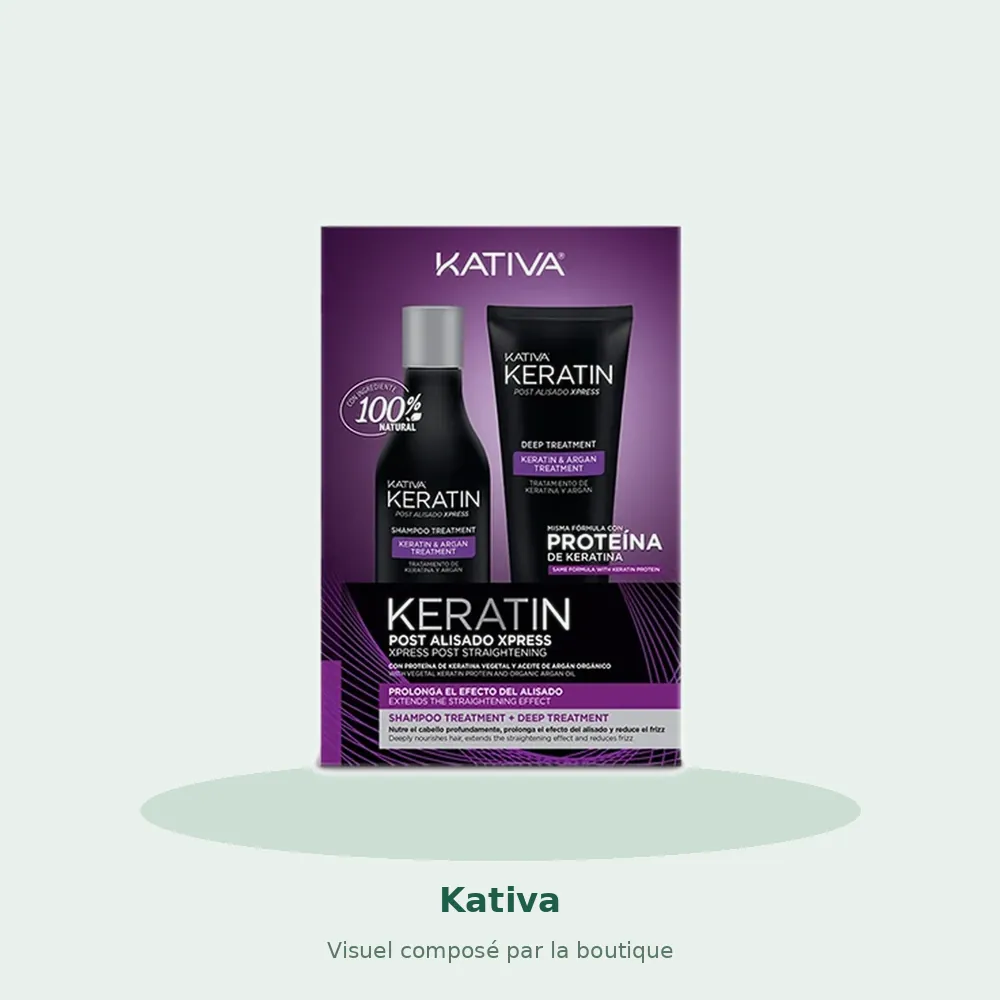Kativa kit lissage express à la kératine, visuel composé par la boutique