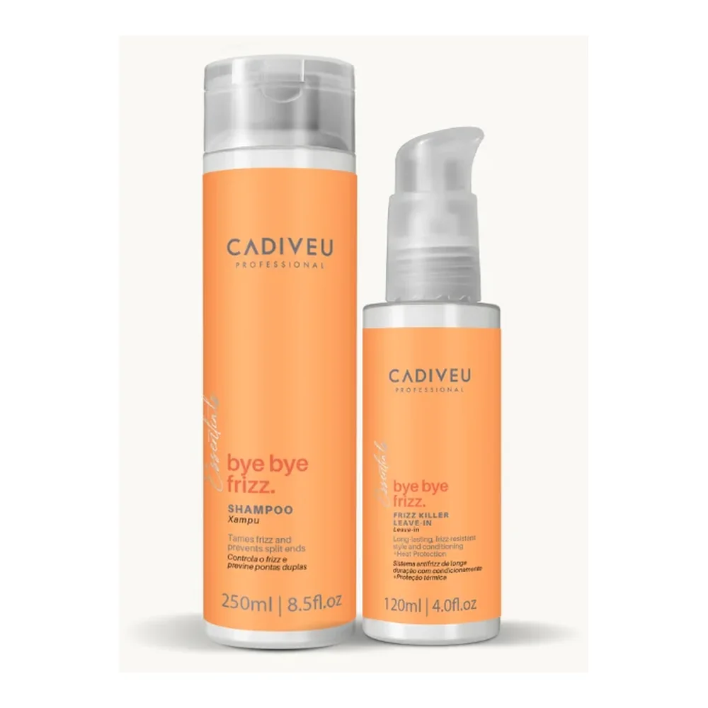 Kit Cadiveu Essentials Bye Bye Frizz shampooing et leave-in, packshot Cadiveu