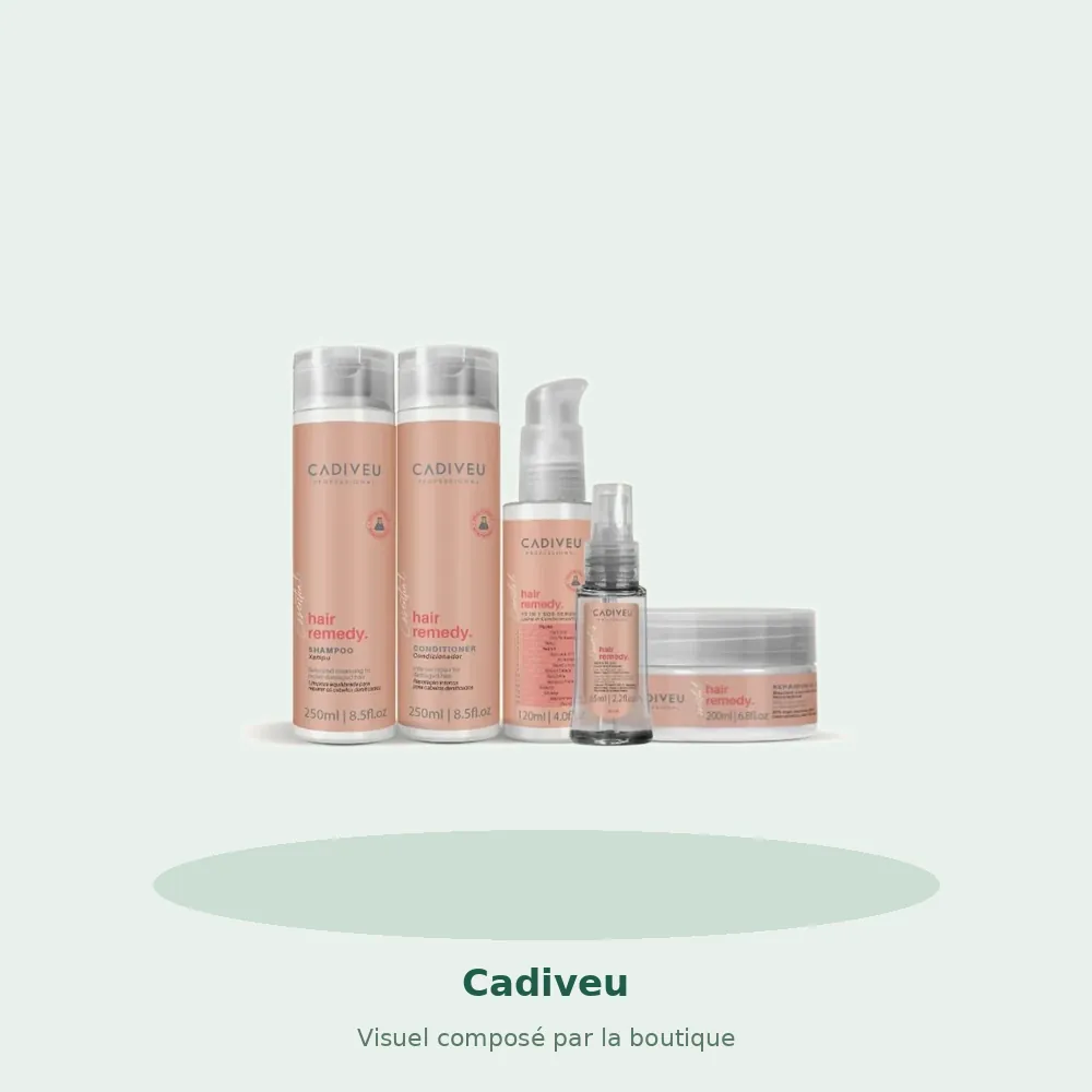 Kit Cadiveu Essentials Hair Remedy complet, visuel composé par la boutique
