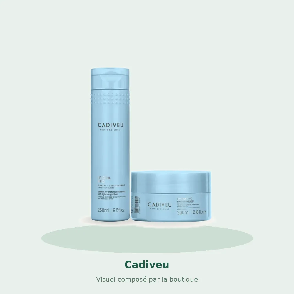 Kit Cadiveu Hydra Pro shampooing 250 ml et masque 200 g, visuel composé par la boutique